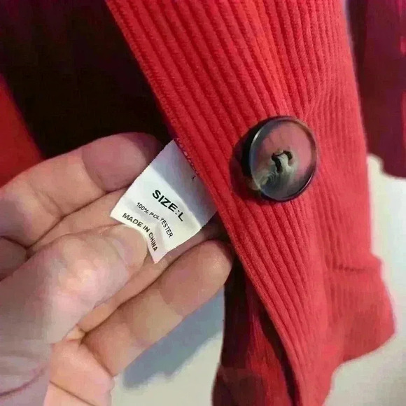 Red Fall Jacket ribbed Size Large - Picture 8 of 8